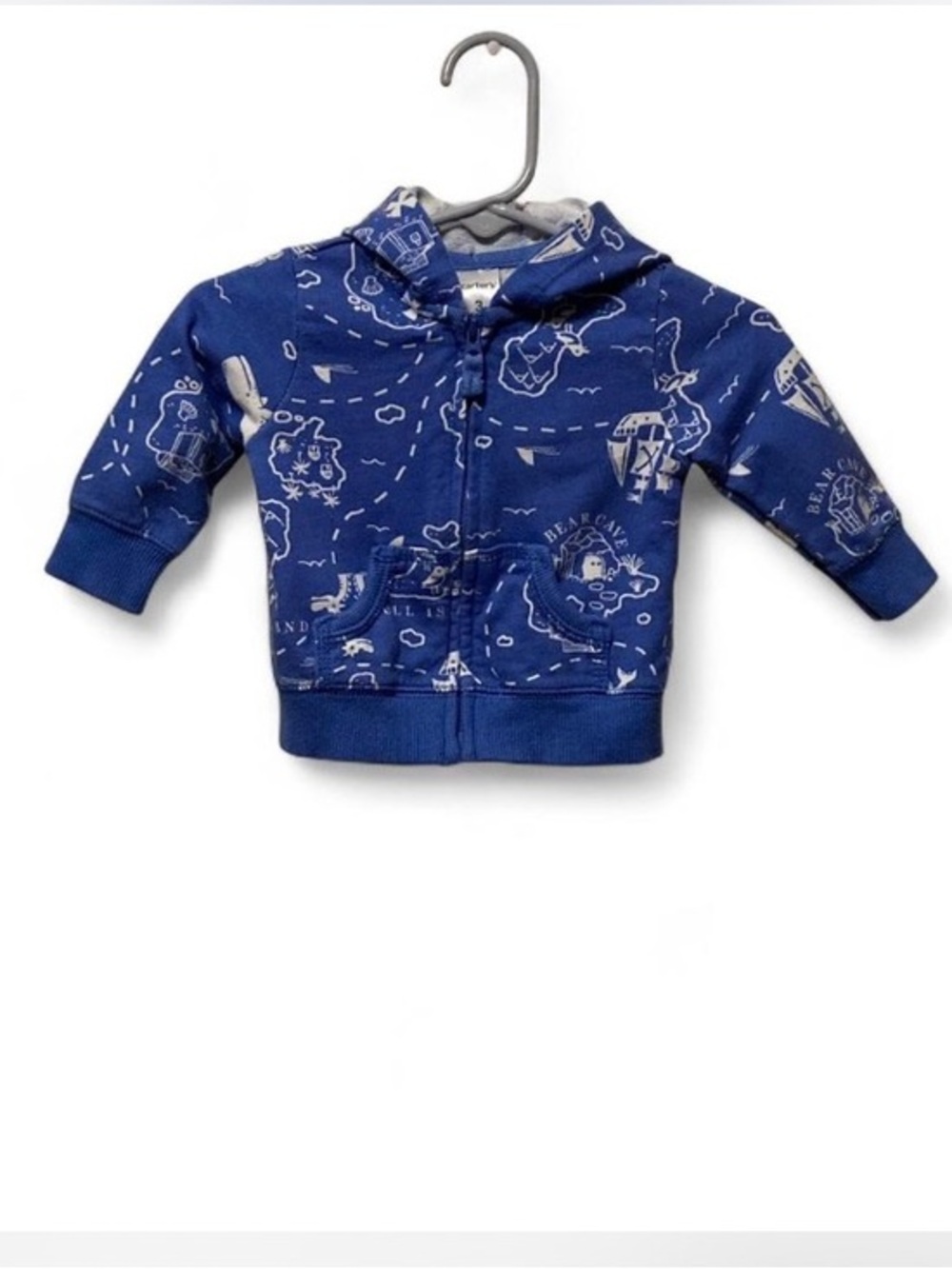 Carters Nautical Sea Blue Hooded Zip-Up Sweatshirt for Kids
